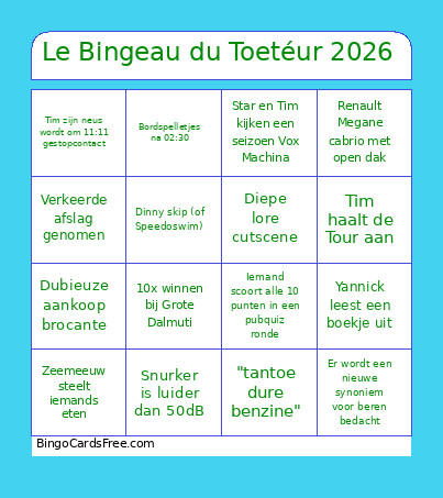 Le Bingeau Du Toetéur 2026 Bingo Card