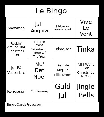 Le Bingo Card