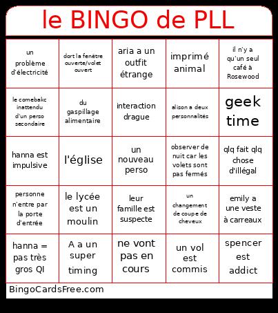 Le De PLL Bingo Card