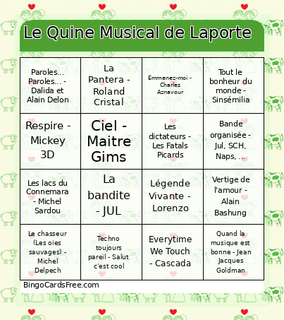 Le Quine Musical De Laporte Bingo Card