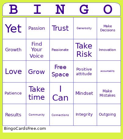 Leader In Me Bingo Card