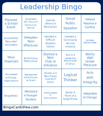 Leadership Bingo Card