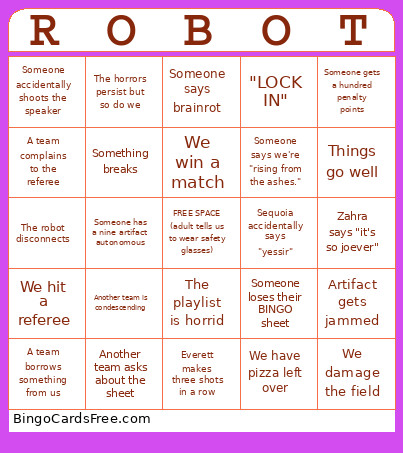 League Meet 1 Bingo Card