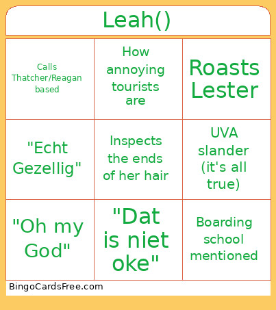 Leah() Bingo Card