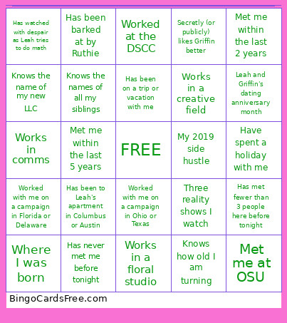 Leahs Bingo Card
