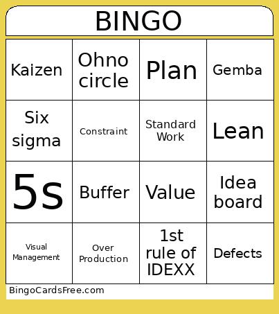 Lean Game Bingo Card