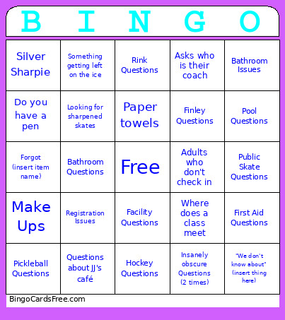 Learn To Skate Bingo Card