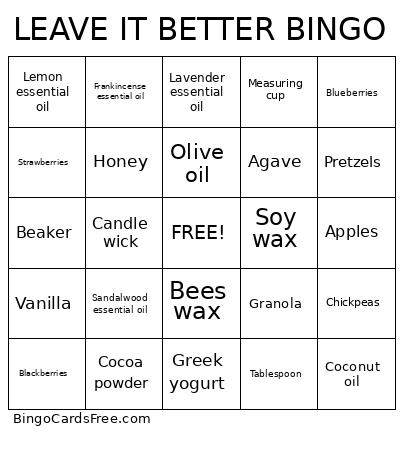 Leave It Better Bingo Card