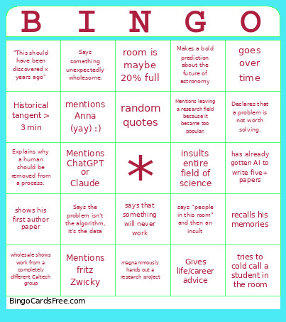 Lecture Bingo Card