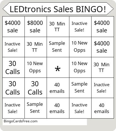 LEDtronics Sales BINGO!