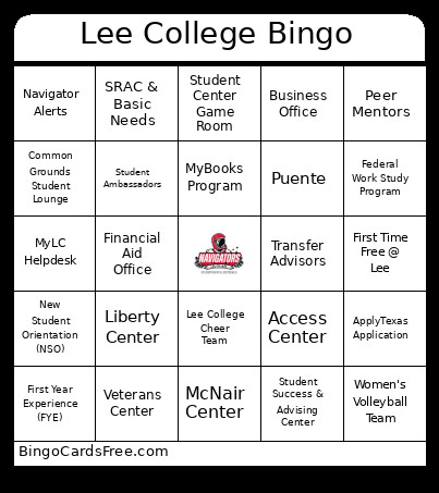 Lee College 2026 Bingo Card