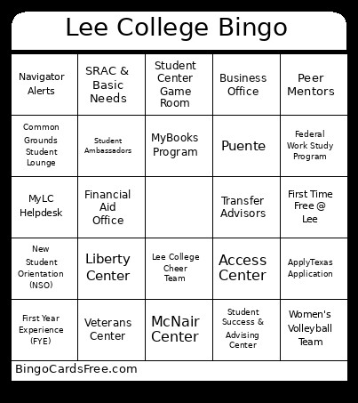 Lee College Bingo Card