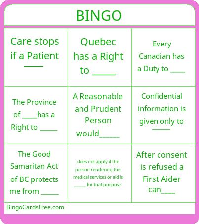 LEGAL 1 Bingo