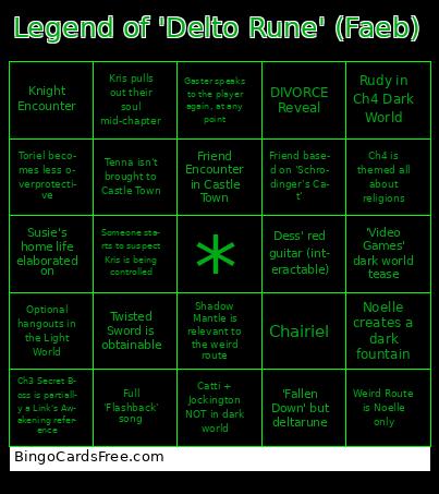 Legend of 'Delto Rune' (Faeb) Bingo