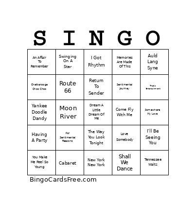 Legends New Year's Eve Bingo Card