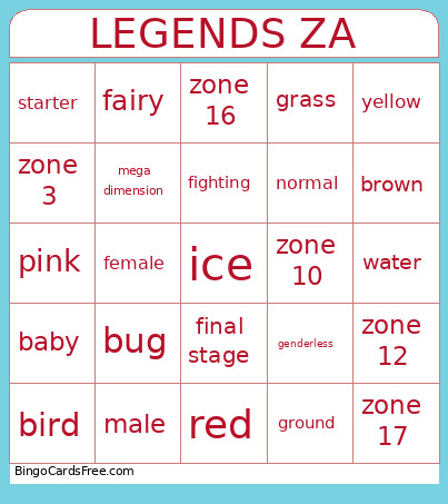 LEGENDS ZA Bingo Card