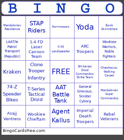 LEGION Bingo Card