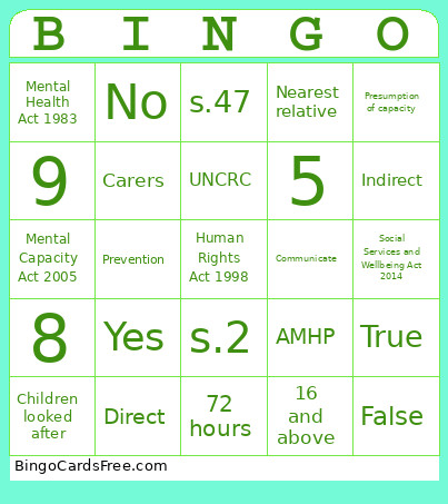 Legislation Bingo Card