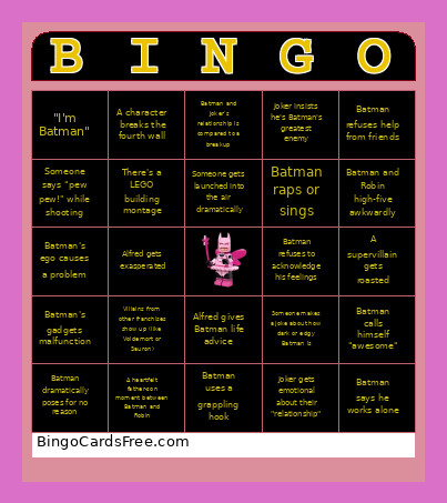 Lego Batman Bingo Card