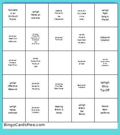 Lehigh Test Bingo Card
