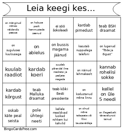 Leia Keegi Kes... Bingo Card