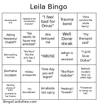 Leila Bingo Card