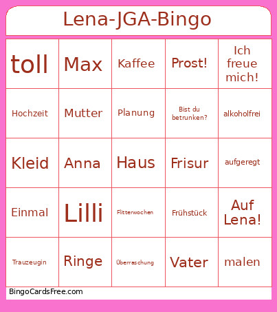 Lena-JGA- Bingo Card