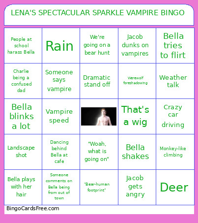 LENA'S SPECTACULAR SPARKLE VAMPIRE Bingo Card