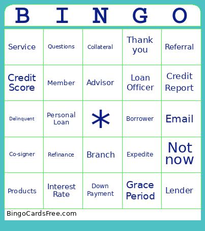 Lending ! Bingo Card