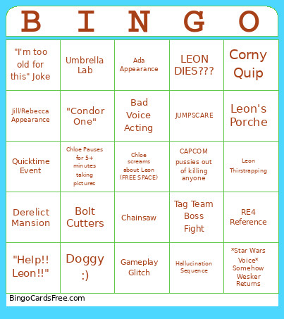 Leon Weekend Bingo Card