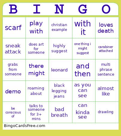 Leonard Bingo Card 2