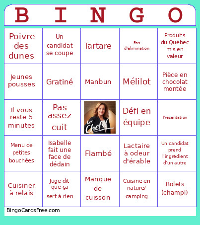 Les Chefs Bingo Card