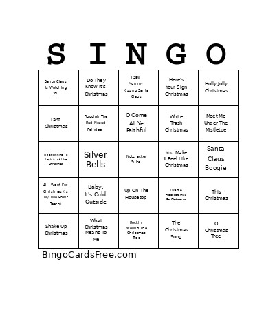 Let It Snow Bingo Card