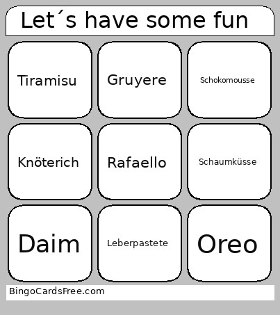 Let´s Have Some Fun Bingo Card
