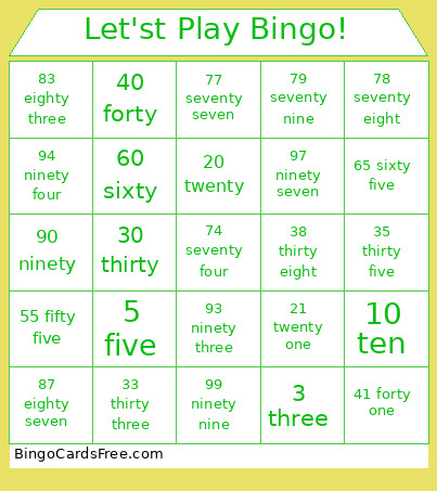 Let'st Play ! Bingo Card