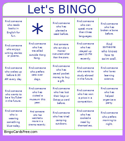 Let's Bingo Card
