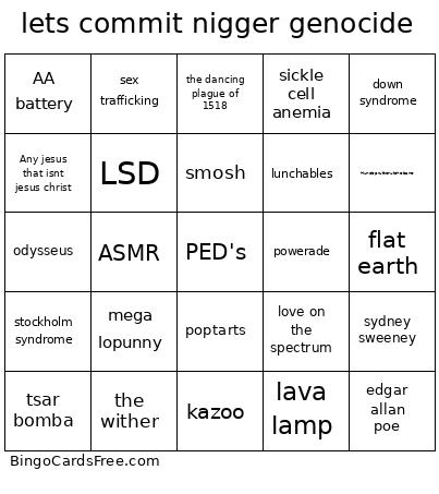Lets Commit Nigger Genocide Bingo Card