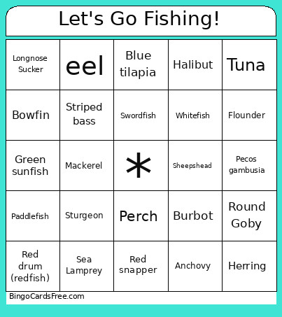 Let's Go Fishing! Bingo Card