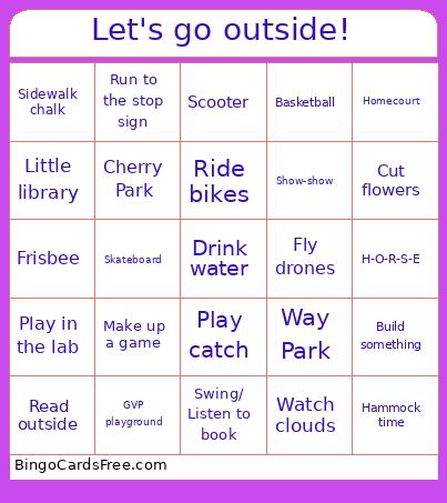 Let's go outside! Bingo