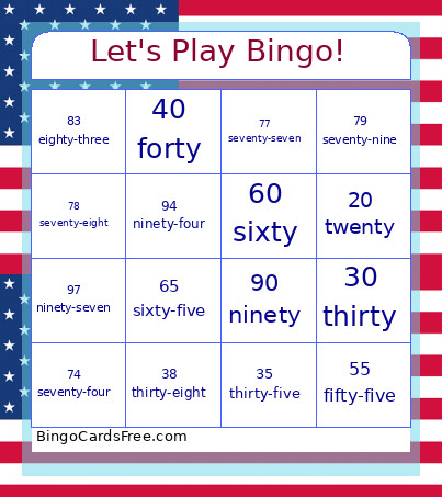 Let's Play ! Bingo Card