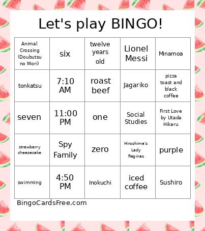 Let's play BINGO!