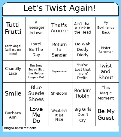 Let's Twist Again! Bingo Card