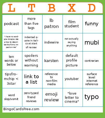 letterboxd review bingo