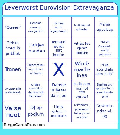 Leverworst Eurovision Extravaganza Bingo