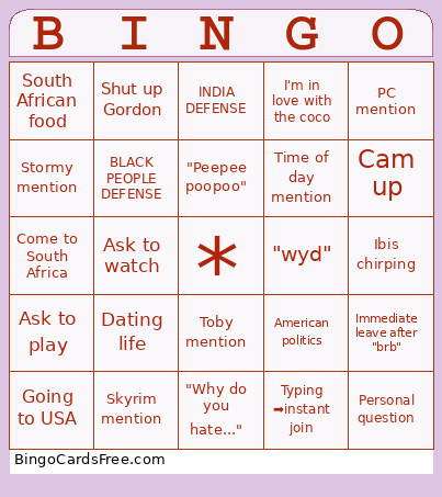 Lexer Bingo Card 2