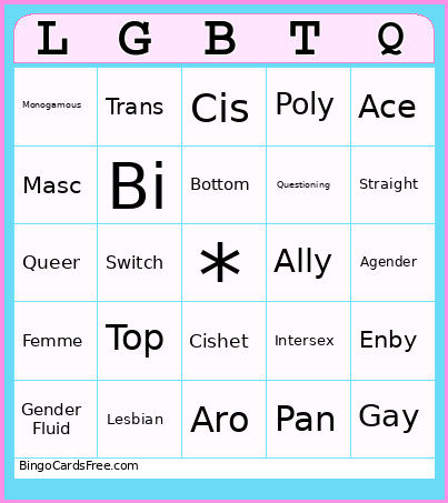 LGBTQ+ Bingo Card