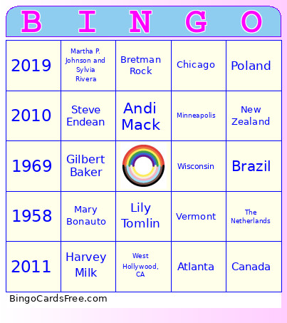 LGBTQ History Month Trivia Bingo Card