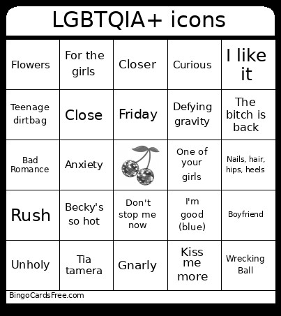 LGBTQIA+ Icons Bingo Card