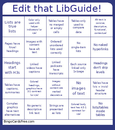 LibGuides Edit-a-thon Bingo Card