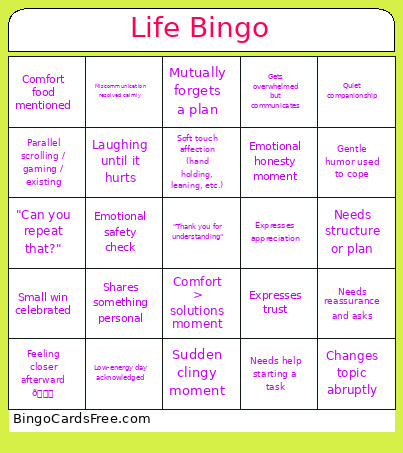 Life Bingo Card